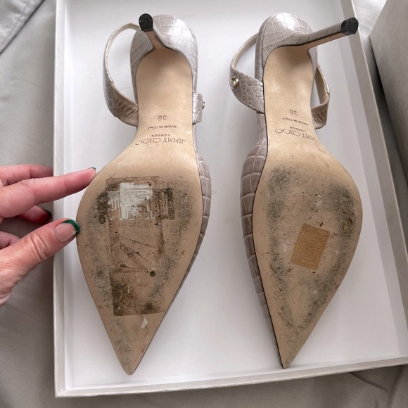 Jimmy Choo Thandi 65mm croc-effect pumps BEIGE - Picture 3 of 6